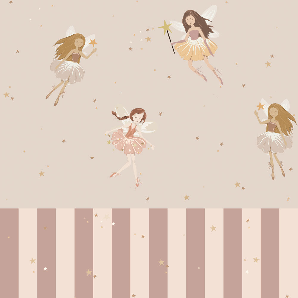 Fairies Beige And Stripes Tapeta