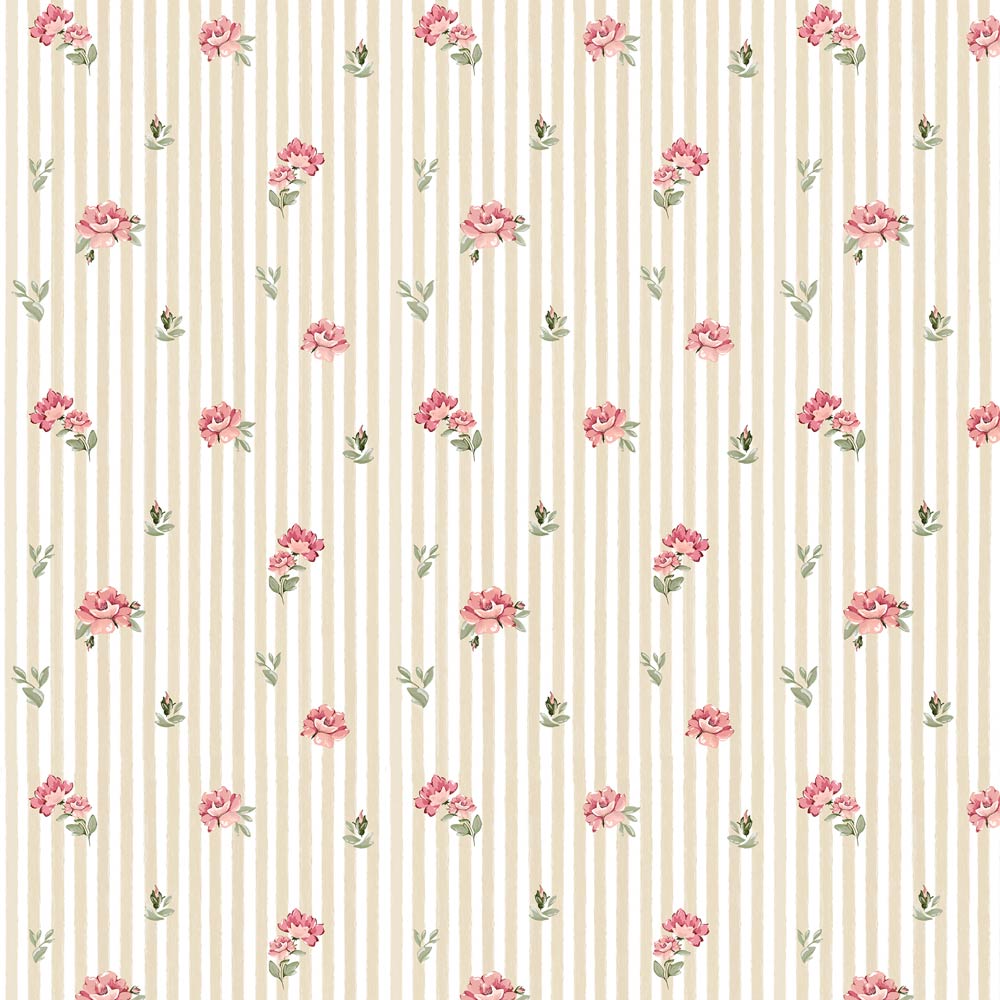 Pink Roses on Stripes Tapeta - obrazek 3