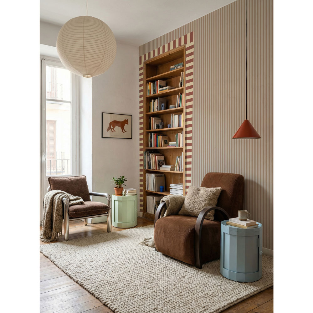 Simple Vintage Stripes Beige Brown Wallpaper - Image 2