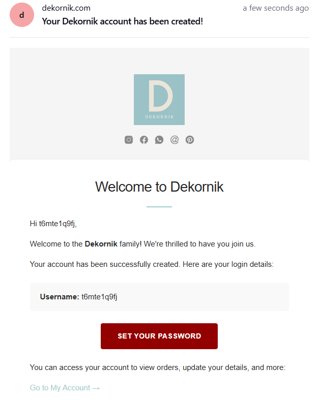Welcome Email