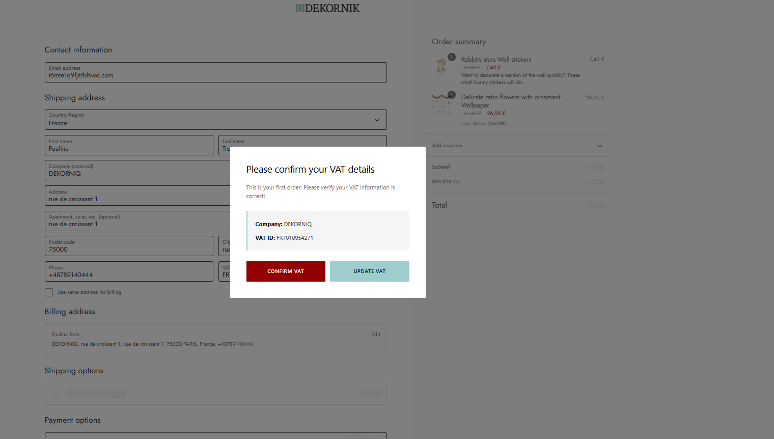VAT Confirmation